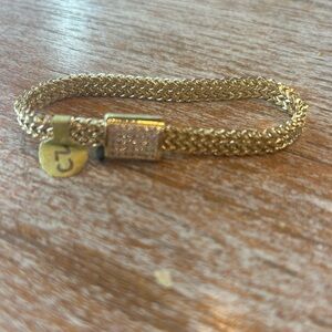 Gold Braided Bracelet with CZ Charm NWT